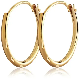 NKlaus Paar Creolen Paar Creole Echt Gold 333 Diamantiert Ohrring Ohrs goldfarben