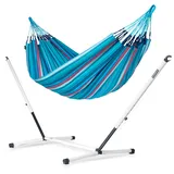 LA SIESTA® - Brisa - Klassische Doppel + Stahl-Gestell Hängematte, handgefertigt in Kolumbien, mit 160 cm Breite für entspannte Momente drinnen und draußen. (Brisa Wave)