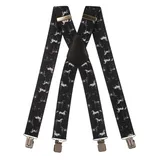 Olata Hosenträger extra starken mit 4 Clips X-Form, Gedruckt Design - 4cm. Pferd C - Einheitsgröße