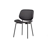 Esszimmerstuhl Close aus Kunstleder, modern, Schwarz, gepolstert, stabiles Metallgestell