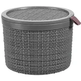 Curver Runde Jute, 2 l, mit Deckel, grau, 100% recycelt, Acacia