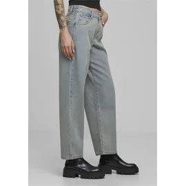 URBAN CLASSICS Ladies Mid Waist 90 ́s Jeans, lässige Jeanshose 90er, mittelhoch geschnitten, hellblau, schmutzig gewaschen, 28