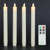 Fanna 4er Set LED Stabkerzen Tafelkerzen Weiß flackernde Flamme mit Timerfunktion, Fernbedienung und Batterien enthalten