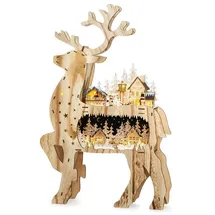 SIKORA LB05 Traumhafter XXL LED Holz Deko Rentier/Hirsch Schwibbogen Inclusive Trafo Höhe ca. 67 cm