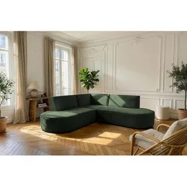 WFL GROUP Ecksofa Nora L-Form 3-Sitzer Universell, Samt, dunkelgrün 223/73/223 cm