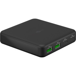 Goobay Multiport 4-fach Tischladegerät (65 W) schwarz - Ladeport mit 2x USB-CTM-Anschlüssen (Power Delivery) und 2x USB-A-Anschlüssen (Quick Charge 3.0)