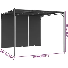 vidaXL Gartenpavillon mit Seitenvorhang 3 x 3 m anthrazit