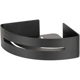 Wenko Turbo-Loc® Eckablage Bivio Black matt, aus Aluminium zur Aufbewahrung im Bad, Befestigen ohne Bohren, Schwarz