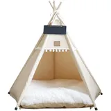 Hunde & Katze Teepee Tragbares Haustier Tipi Zelte mit Kissen und kleiner Tafel 24 Zoll hohe waschbare Hundehaus Welpe Süßes Bett für Haustiere unter 7 kg, Hund Tepee Zelt