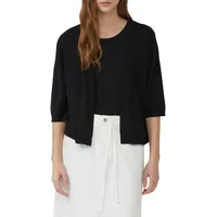 S.Oliver - Feinstrickcardigan aus Baumwolle, mit 3/4-Ärmeln, Damen, schwarz,