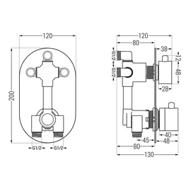 Mexen Kai DR70 Unterputz-Badewannen-/Brausegarnitur Schwarz 77602DR70301-70