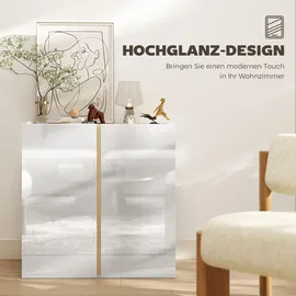 Homcom Sideboard 80 x 80 x 40 cm Hochglanzweiß