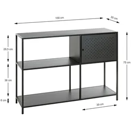 Haku-Möbel Bücherregal 100 x 30 x 75 cm Schwarz