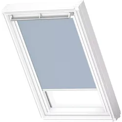 Verdunklungsrollo VELUX "DKL 4576SWL, Farbe himmelblau", blau (himmelblau, weiß), MK04, stufenlos positionierbar, Polyester, Rollos, weiße Führungsschienen & Griffleiste