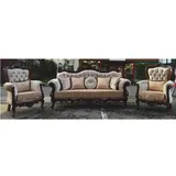 Casa Padrino Luxus Barock Wohnzimmer Set Silber / Dunkelbraun - Barockstil Möbel