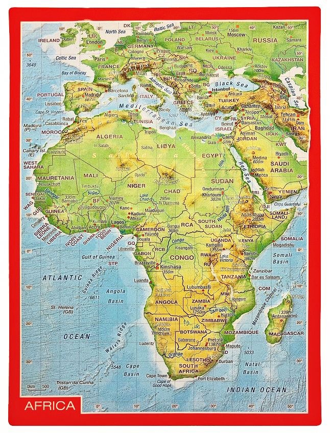 Georelief Reliefpostkarte Afrika - bunt