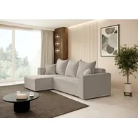 beautysofa L-förmiges Lounge-Ecke Hamlet L-Form Corner Sofa aus Cordstoff universelle Schlafsofa inkl. Schlaffunktion Bettkasten, Farbe: Beige - Beige