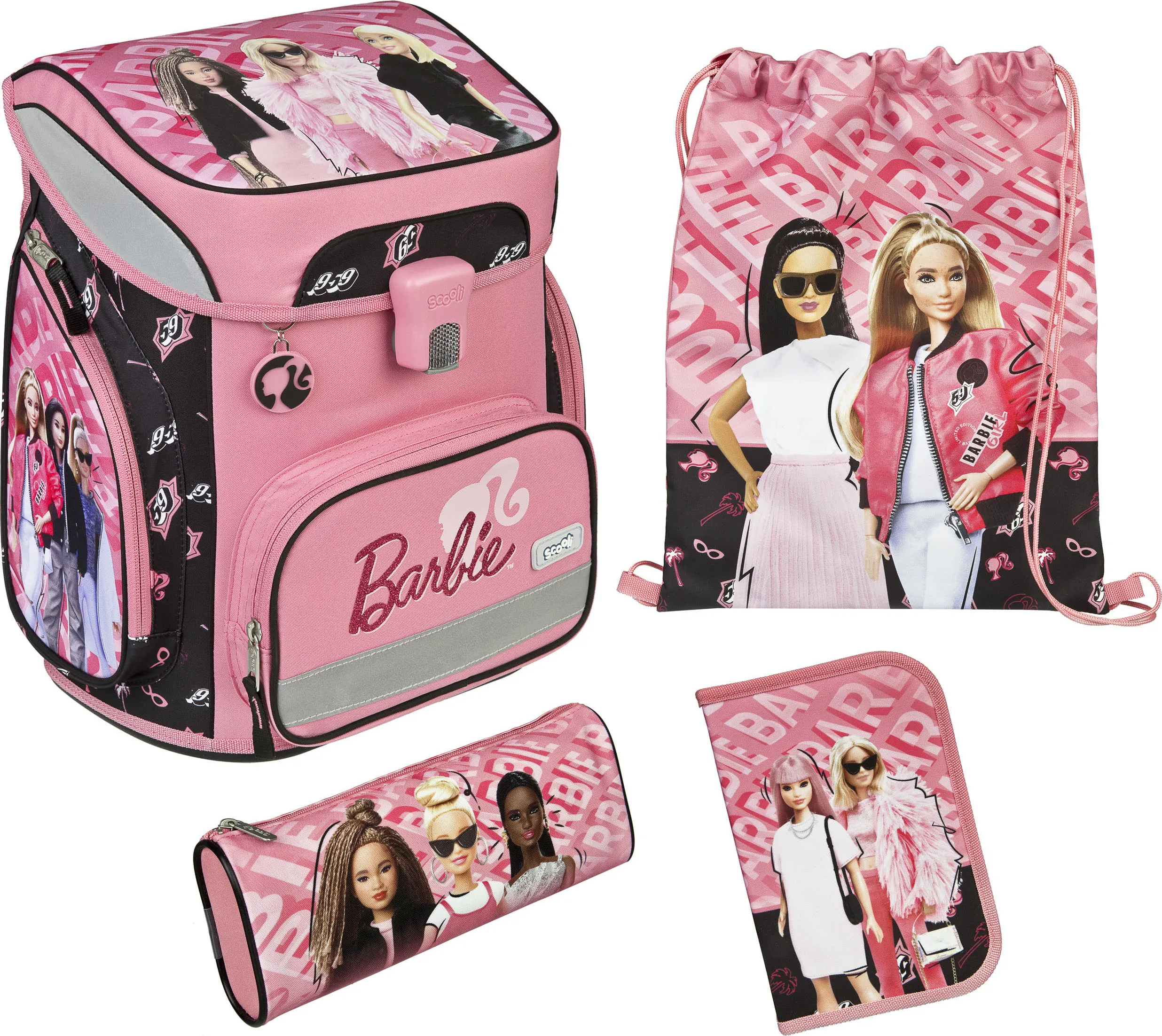 Schulranzen SCOOLI "EasyFit, Barbie" Gr. B/H/T: 33 cm x 36,5 cm x 29 cm, rosa (barbie) Kinder Rucksäcke Schulranzen