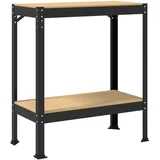 vidaXL Werkbank mit Regal Schwarz 81 x 41 x 91 cm Sperrholz und Metall