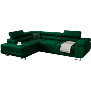 KREATIVE FURNITURE & DESIGN Ecksofa mit Schlaffunktion L-Form, Sofa Couch mit Bettkasten, 3-Sitzer Eckcouch, Schlafsofa für Wohnzimmer, Big Sofa Couch mit Schlaffunktion, Sofabezug (Ottomane Links)