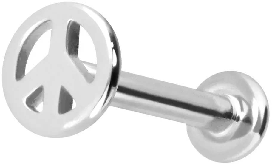 14 Karat Gold Labret mit Push Fit PEACE-ZEICHEN