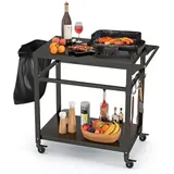 Costway Grillwagen 100,5 x 50 x 93,5 cm Holz/Metall Schwarz