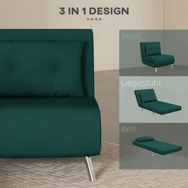 Homcom Schlafsessel, Klappsessel mit Bettfunktion, Einzelsofa mit Kissen, Samtoptik für Wohnzimmer, Sessel, Schlafsessel