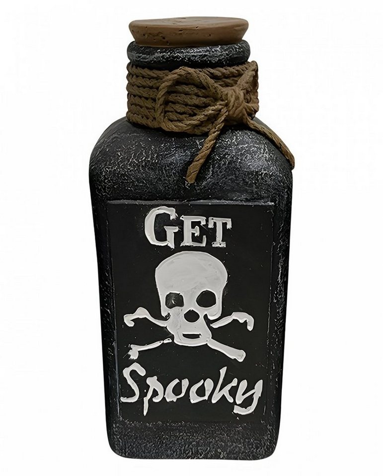 Horror-Shop Dekoobjekt Totenkopf Deko Giftflasche mit GET Spooky Aufschri braun|grau|schwarz|weiß