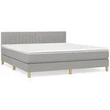 vidaXL Boxspringbett mit Matratze Hellgrau 160x200 cm Stoff