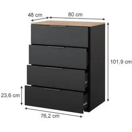 Vicco Kommode Betti Anthrazit Sonoma 80 x 102 cm 4 Schubladen