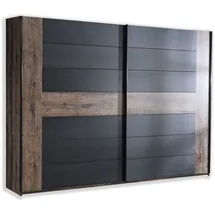 Forte Schwebetürenschrank 270 x 210 x 61 cm schlammeiche/schwarzeiche