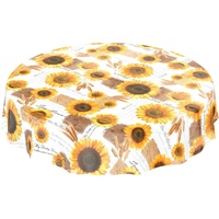 ANRO Tischdecke Wachstischdecke Wachstuch Wachstuchtischdecke Sonnenblumen Sommer Weizen Rund