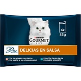 Purina Gourmet Perle Delicias Sauce Thunfisch Lachs 4x85g Katzen Snack 12 Einheiten - Multicolor - One Size