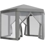 Sechseckiger Pavillon Aus Grauem Metall Und Polyester, Gemütliches Gartenzelt Für Empfänge