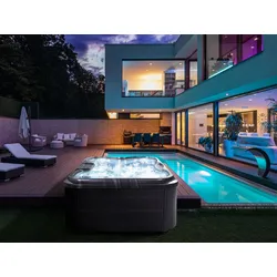 Whirlpool Outdoor grau mit LED rechteckig 215 x 180 cm ARCELIA