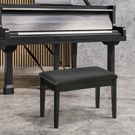 Homcom Klavierbank mit Stauraum, Pianobank mit Lederkissen Schwarz, 75 x 35 x 49 cm