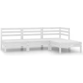 vidaXL Garten-Lounge-Set 4-tlg. Massivholz Kiefer weiß
