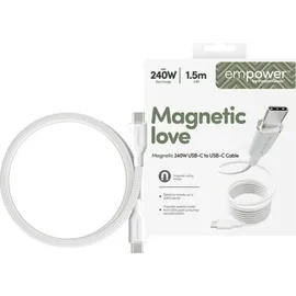 Panzer Glass empower Magnetic USB-C zu USB-C 1,5m Silber Weiss