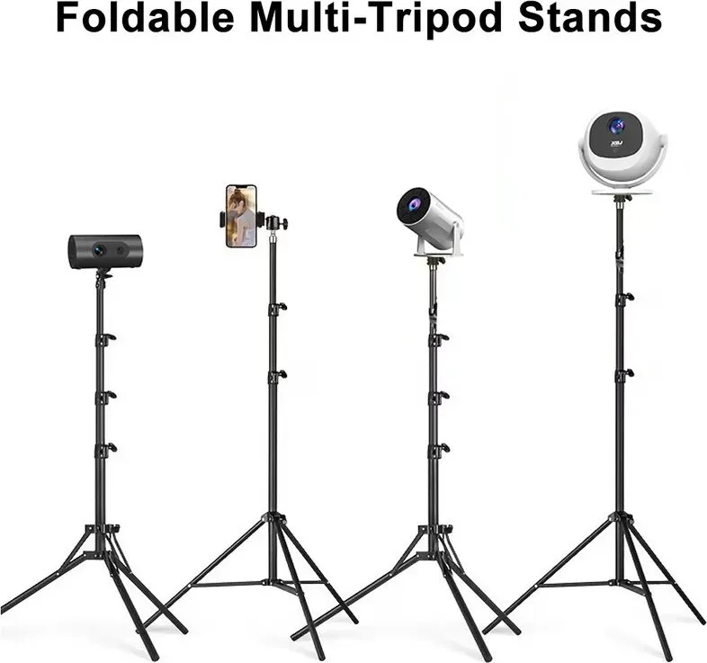 Projektorständer 1,6 m rückwärts klappbarer Projektor-Stativständer mit integriertem Handyhalter, tragbarer verstellbarer Metallhalterung für Projektor, Ringlicht, DSLR-Kamera, Smartphone, Actioncam, Multi-Szenen-Fotografie Live-Streaming Filmaufnahme Studio-Hintergrund Stativ, kompakte faltbare Aufbewahrung, gefaltete Größe nur 40 cm