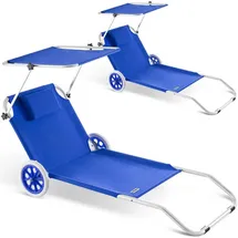 CASARIA Sonnenliege 2er Set klappbar 200 x 60 x 30 cm Blau