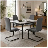 Hti-Living Schwingstuhl SallyP Kunstleder grau 4er Set
