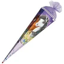 ROTH Schultüte Blumenpferde 85cm eckig Tüllverschluss