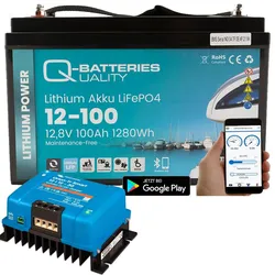 Q-Batteries Lithium Akku 12-100 12,8V 100Ah 1280Wh LiFePO4 Batterie mit Victron ...