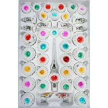 Navidacio 39 tlg. Glas-Weihnachtskugeln Set in "Hochglanz Vintage Silver Style"