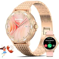 Smartwatch Damen 1,2 Zoll mit Telefonfunktion mit Herzfrequenzmesser Blutdruck Schlaftracker Schrittzähler IP67 Wasserdichte Fitnessuhr Android IOS - Gold