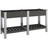 furnicato Garten-Hochbeet mit Ablage 175 x 50 x 75 cm Grau