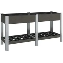 furnicato Garten-Hochbeet mit Ablage 175 x 50 x 75 cm Grau