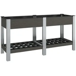 furnicato Garten-Hochbeet mit Ablage 175 x 50 x 75 cm Grau