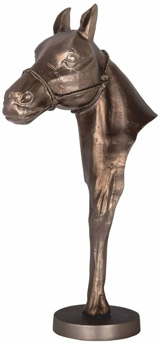 Casa Padrino Luxus Aluminium Deko Figur Pferd Antik Messing H. 63,5 cm - Wohnzimmer Deko