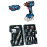 Bosch Professional Akku Drehschlagschrauber GDX 18V-200 (ohne Akkus und Ladegerät, in L-BOXX 136) + 35tlg. HSS Holz Bohrer und Bit Set Extra Hart (Kreuzschlitz-, Pozidriv-, Hex-, TH-, S-Bit, Zubehör)